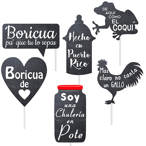 Orgullo Boricua Puerto Rican Slang Photo Props - Set of 6 Instant Download