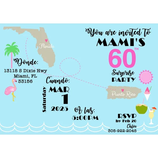 Destination Map Invitation - Personalized Jpeg File
