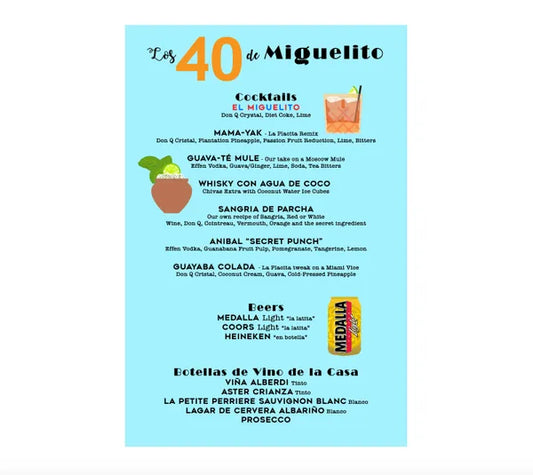 Tropical Bar Menu