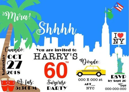 Shhhh Surprise Nuyorican Invitation